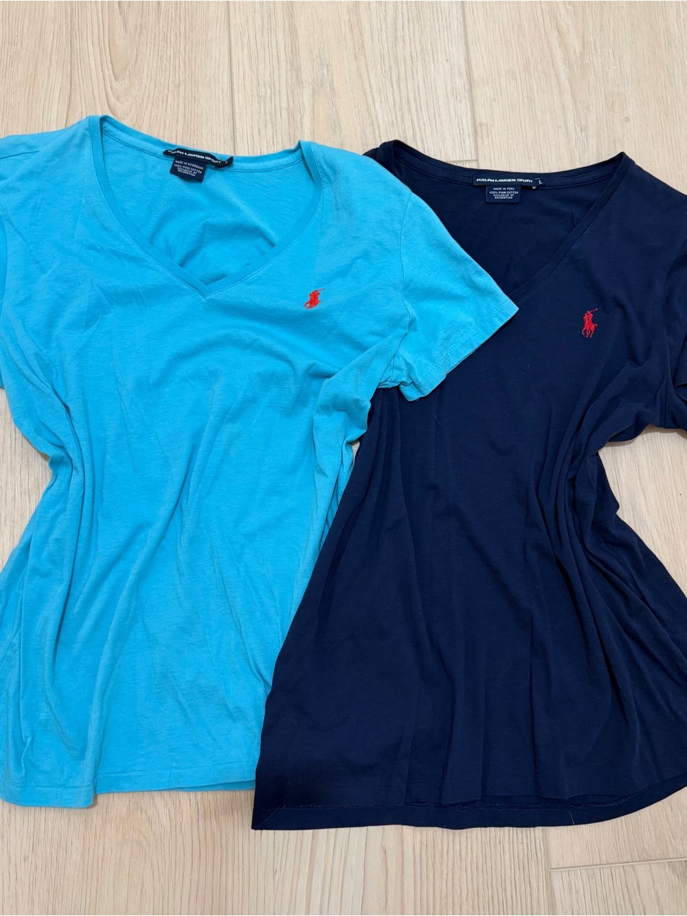 Polo Ralph Lauren V-Neck Tees (2) - Turquoise & Navy